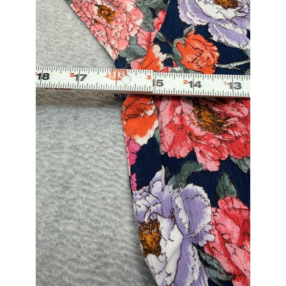 Knox Rose Floral High Low Midi Dress Navy Pink Orange Smocked Waist Small - Picture 4 of 9